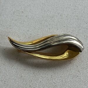 Vintage MJENT Gold & Silver Tone Modernist Brooch Pin 3 inch